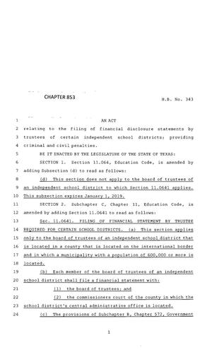 83rd Texas Legislature, Regular Session, House Bill 343, Chapter 853