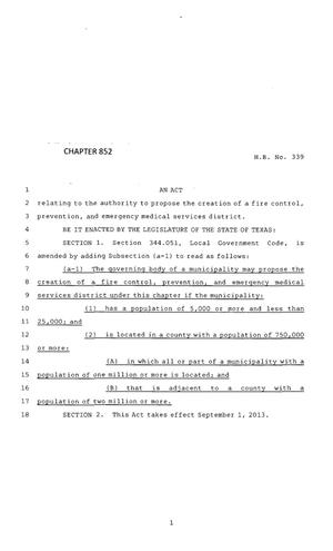 83rd Texas Legislature, Regular Session, House Bill 339, Chapter 852