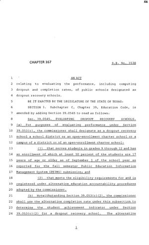 83rd Texas Legislature, Regular Session, Senate Bill 1538, Chapter 167