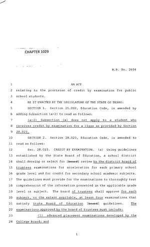 83rd Texas Legislature, Regular Session, House Bill 2694, Chapter 1029
