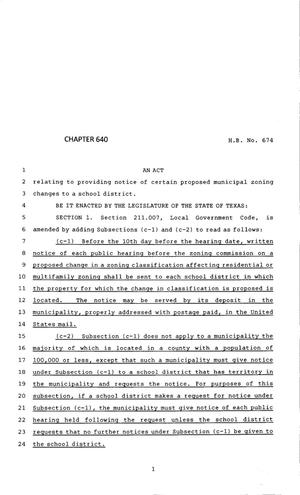 83rd Texas Legislature, Regular Session, House Bill 674, Chapter 640