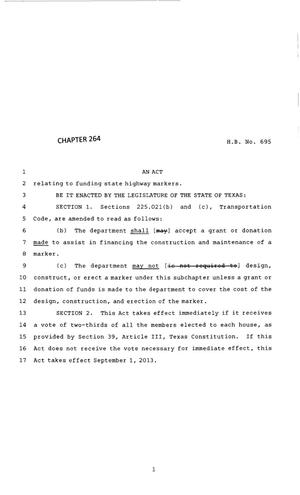 83rd Texas Legislature, Regular Session, House Bill 695, Chapter 264