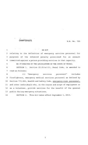 83rd Texas Legislature, Regular Session, House Bill 705, Chapter 875