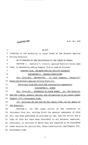 83rd Texas Legislature, Regular Session, House Bill 436, Chapter 386