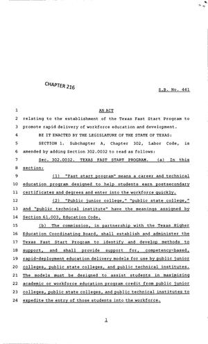 83rd Texas Legislature, Regular Session, Senate Bill 441, Chapter 216