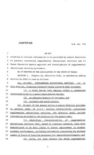 83rd Texas Legislature, Regular Session, House Bill 753, Chapter 646