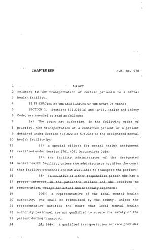 83rd Texas Legislature, Regular Session, House Bill 978, Chapter 889