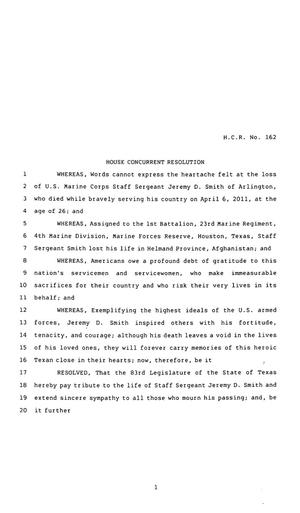 83rd Texas Legislature, Regular Session, House Concurrent Resolution 162