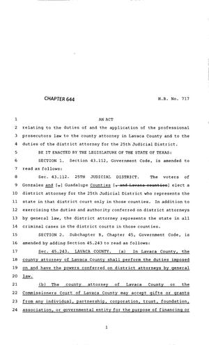 83rd Texas Legislature, Regular Session, House Bill 717, Chapter 644