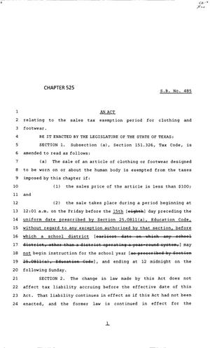 83rd Texas Legislature, Regular Session, Senate Bill 485, Chapter 525