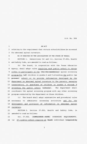 83rd Texas Legislature, Regular Session, Senate Bill 504, Chapter 0