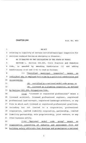 83rd Texas Legislature, Regular Session, House Bill 403, Chapter 244