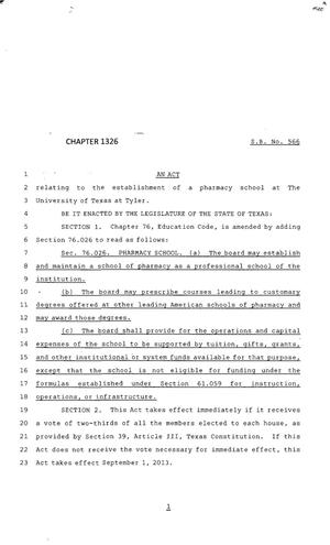 83rd Texas Legislature, Regular Session, Senate Bill 566, Chapter 1326