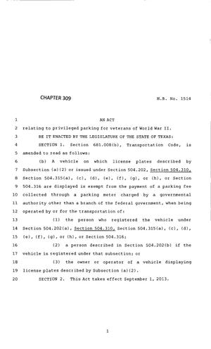 83rd Texas Legislature, Regular Session, House Bill 1514, Chapter 309