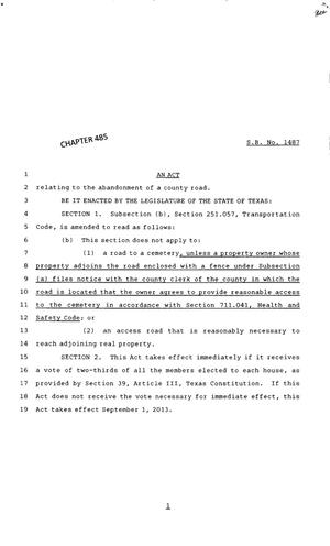 83rd Texas Legislature, Regular Session, Senate Bill 1487, Chapter 485