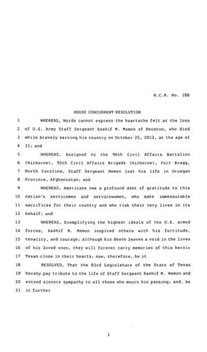 83rd Texas Legislature, Regular Session, House Concurrent Resolution 188