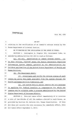 83rd Texas Legislature, Regular Session, House Bill 634, Chapter 261