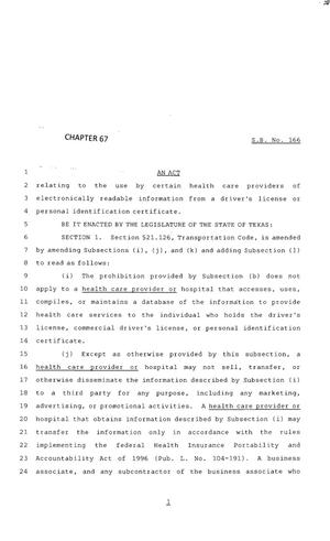 83rd Texas Legislature, Regular Session, Senate Bill 166, Chapter 67