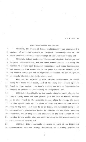 83rd Texas Legislature, Regular Session, House Concurrent Resolution 31