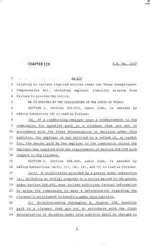 83rd Texas Legislature, Regular Session, Senate Bill 1537, Chapter 119