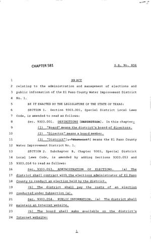 83rd Texas Legislature, Regular Session, Senate Bill 856, Chapter 581