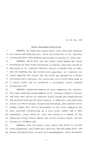 83rd Texas Legislature, Regular Session, House Concurrent Resolution 108