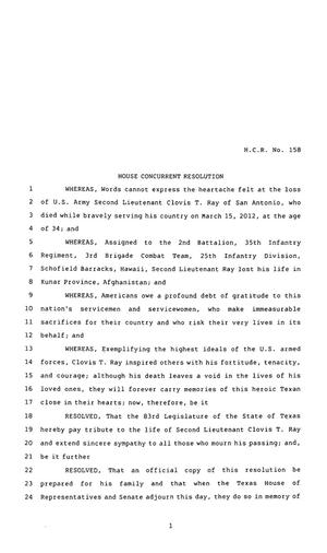 83rd Texas Legislature, Regular Session, House Concurrent Resolution 158