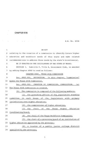 83rd Texas Legislature, Regular Session, House Bill 2036, Chapter 978