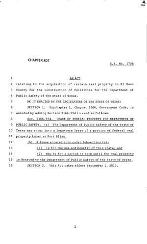 83rd Texas Legislature, Regular Session, Senate Bill 1708, Chapter 807
