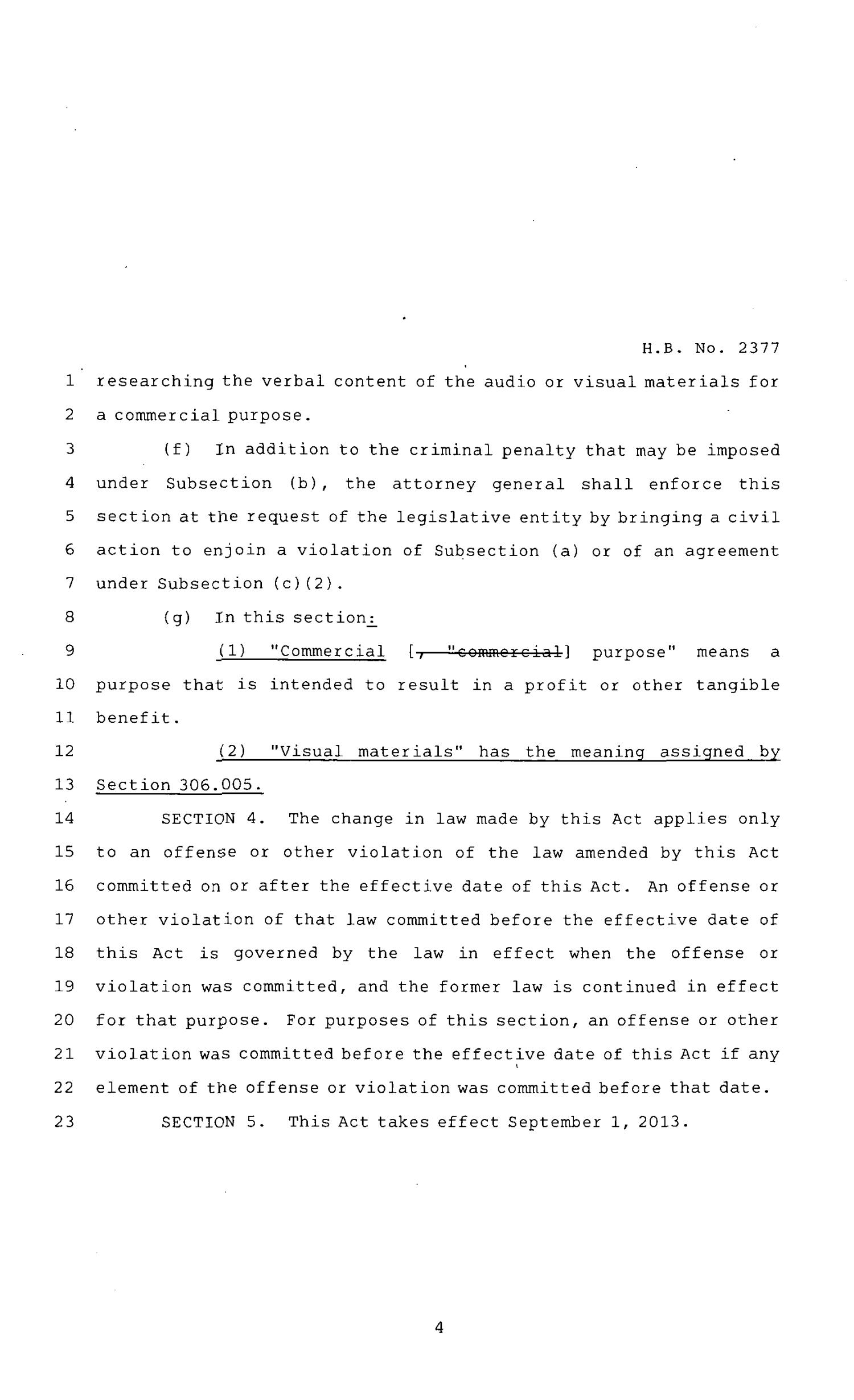 83rd Texas Legislature, Regular Session, House Bill 2377, Chapter 47
                                                
                                                    [Sequence #]: 4 of 5
                                                