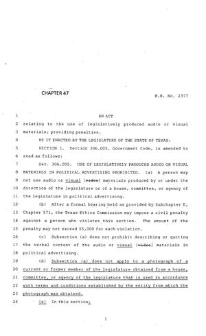 83rd Texas Legislature, Regular Session, House Bill 2377, Chapter 47