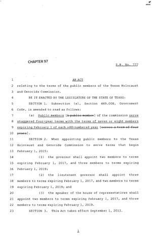 83rd Texas Legislature, Regular Session, Senate Bill 777, Chapter 97