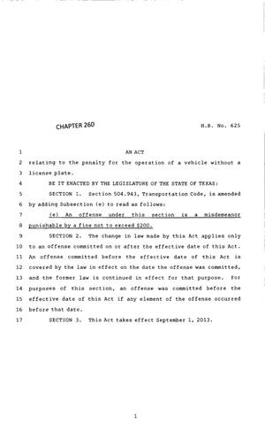 83rd Texas Legislature, Regular Session, House Bill 625, Chapter 260