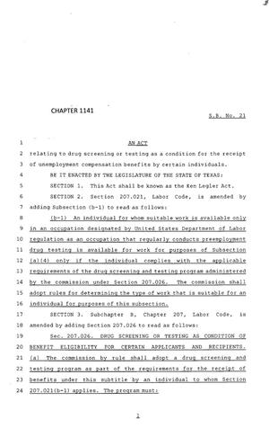 83rd Texas Legislature, Regular Session, Senate Bill 21, Chapter 1141