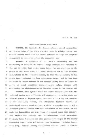 83rd Texas Legislature, Regular Session, House Concurrent Resolution 105