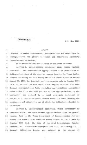 83rd Texas Legislature, Regular Session, House Bill 1025, Chapter 836