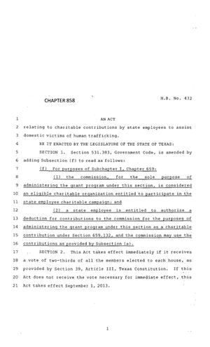 83rd Texas Legislature, Regular Session, House Bill 432, Chapter 858