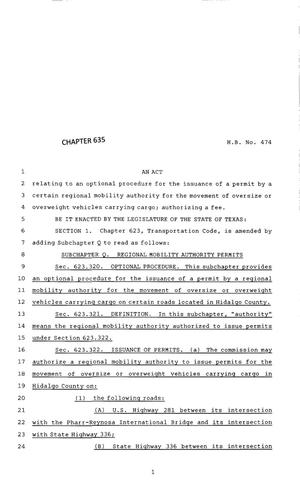 83rd Texas Legislature, Regular Session, House Bill 474, Chapter 635