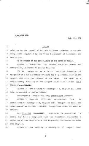 83rd Texas Legislature, Regular Session, Senate Bill 972, Chapter 110
