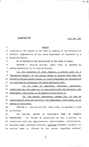 83rd Texas Legislature, Regular Session, Senate Bill 381, Chapter 743