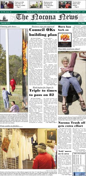 Primary view of object titled 'The Nocona News (Nocona, Tex.), Vol. 106, No. 45, Ed. 1 Thursday, April 7, 2011'.
