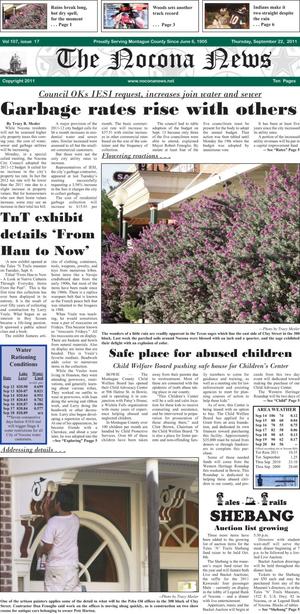 Primary view of object titled 'The Nocona News (Nocona, Tex.), Vol. 107, No. 17, Ed. 1 Thursday, September 22, 2011'.