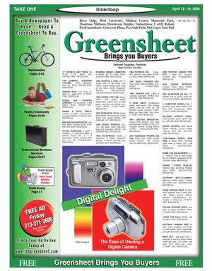 Primary view of object titled 'Greensheet (Houston, Tex.), Vol. 36, No. 112, Ed. 1 Wednesday, April 13, 2005'.