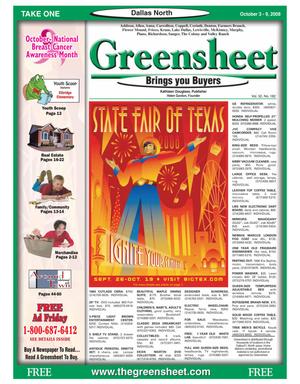 Greensheet (Dallas, Tex.), Vol. 32, No. 182, Ed. 1 Friday, October 3, 2008