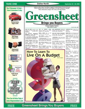 Greensheet (Dallas, Tex.), Vol. 30, No. 168, Ed. 1 Friday, September 22, 2006