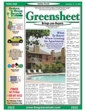 Greensheet (Dallas, Tex.), Vol. 32, No. 161, Ed. 1 Friday, September 12, 2008