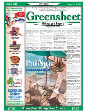 Primary view of object titled 'Greensheet (Houston, Tex.), Vol. 38, No. 28, Ed. 1 Wednesday, February 21, 2007'.