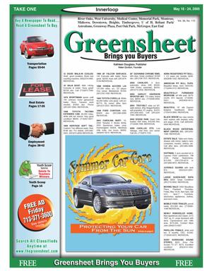 Primary view of object titled 'Greensheet (Houston, Tex.), Vol. 36, No. 172, Ed. 1 Wednesday, May 18, 2005'.