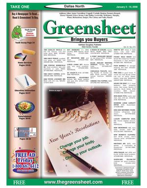 Greensheet (Dallas, Tex.), Vol. 31, No. 273, Ed. 1 Friday, January 4, 2008