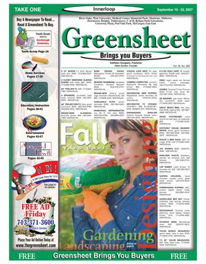 Primary view of object titled 'Greensheet (Houston, Tex.), Vol. 38, No. 388, Ed. 1 Wednesday, September 19, 2007'.